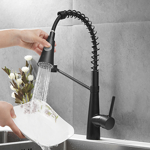 Black Brass 2 Way Water Outlet Kitchen Single Handle Pull <b>Down</b> Spring Kitchen Tap AT8834B Black Adds Modern Elegance to Y - Product Image 6