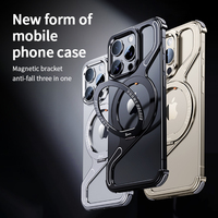 Coque de téléphone transparente de luxe de haute qualité, coque Z en métal creux magnétique pour iPhone 16 15