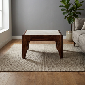Table basse carrée en bois, table d'appoint rustique, ottoman d'appoint pour salon, chambre à coucher, maison - Product Image 4