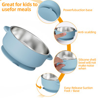 Ensemble de vaisselle pour bébé en gros, sans BPA, avec bol alimentaire à couvercle, fourchette, cuillère et ventouse anti-chute
