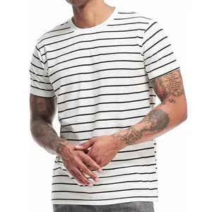 Benutzer definiertes Logo übergroße Herren Pour Hommes Siebdruck Streifen 100 Baumwolle T-Shirts für Männer