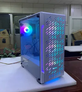 精致做工的电脑机箱电脑盒白色Spcc涂层，适用于玩家，所有桌面库存，带RGB风扇和金属板ATX