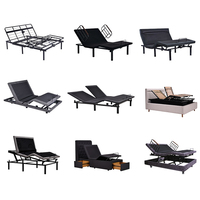 Cadre de lit de jeu moderne inclinable électrique avec lumières LED intelligentes et mode TV pour tailles Twin XL/Queen/King/Full