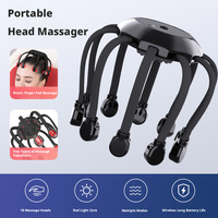 Masseur de tête électrique sans fil en forme de pieuvre, 5 modes de vibration, stimulateur du cuir chevelu, portable, soulagement du stress, relaxation pour la tête et le cou