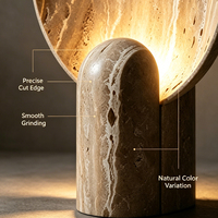 Lampe de table design en pierre de travertin naturel, base ronde rétroéclairée en pierre de grotte, lumière chaude G9, pour salon et hôtel