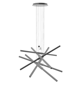 Lustre moderne en acier inoxydable doré, luminaire suspendu LED en forme de croix, montage au plafond, blanc chaud, hauteur réglable - Product Image 2