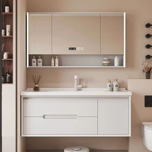 New White Bathroom Cabinet <b>Smart</b> Mirror Cabinet Space Storage White Sink Wall-Mounted - Product Image 4