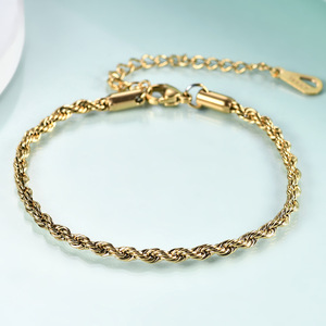 Pulsera de Cadena Trenzada de Acero Inoxidable 304 de 3 mm, Dorada, Ajustable, Unisex - Product Image 2