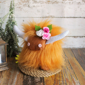 Bambola di pecora scozzese Highland a pelo lungo, 15 cm, in cotone PP, decorazione per feste a tema fattoria, vendita all'ingrosso - Product Image 4