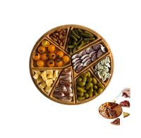 Assiette à collation pour fruits secs Casse-tête en bois Plateau de service avec 8 compartiments amovibles