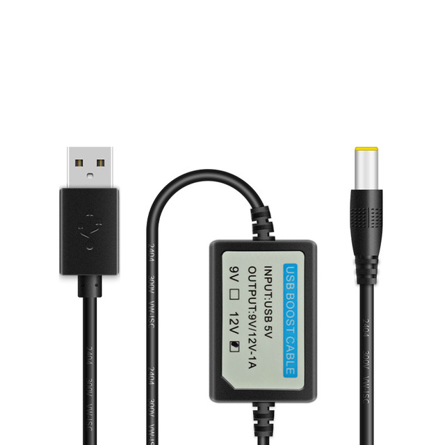 USB 5V to 9v/12v 1a Boost Cable USB to 5.5*2.1mm DC Jack Step up Power Converter Cable DC Power Supply Adapter