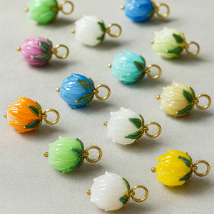 Breloques en forme de bulbes de fleurs en verre soufflé |   Pendentif en verre plaqué or 18 carats PVD, avec attache en acier inoxydable pour la fabrication de bijoux |   Imperméable et durable - Product Image 2