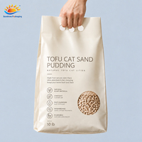 Sac en plastique grande capacité personnalisé imprimé pour litière de chat en tofu avec fenêtre, pochette vide refermable pour sable de chat, emballage avec logo personnalisé