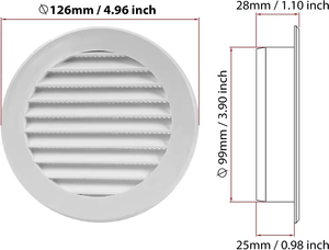 Rejilla de Ventilación de Plástico Blanca de 6 Pulgadas con Protección Contra Insectos - Product Image 3