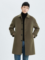 2025 nouveau Double face laine simple boutonnage manteau hommes haut de gamme col rabattu lâche goutte épaule longue laine Trench