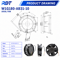 Ventilador Compacto Diagonal de Alta Presión 24V DC EC W1G180-AB31-10 con Rodamiento de Bolas Duradero para Enfriamiento de Gabinetes de Servidor y Circulación de Aire Confiable