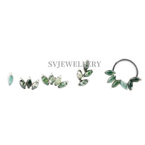 16g f136 टाइटेनियम आंतरिक रूप से थ्रेडेड मॉस ओनिक्स लैरेट प्रकृति पत्थर के शरीर के गहने - Product Image 2