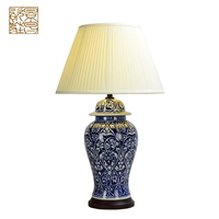 Lampes de bureau en céramique style antique vintage E27, décoration fleurs et oiseaux, lumière en porcelaine pour table de chevet, ampoule incandescente, hôtel