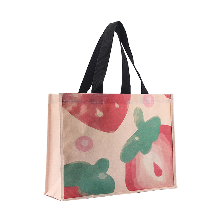 Summer Fashion Recyclable Shopping Cotton Custom Printed Canvas Tote Bag with inner pocket