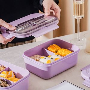 Students Office Workers Double Lattice <b>Compartment</b> Tableware Included for Outdoor Kitchen Microwave Safe Portable <b>Lunch</b> <b>Box</b> - Product Image 4