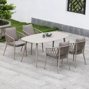 New Style Modern Outdoor Bistro Dining Set French Italy Style Aluminium Wicker <strong>Coffee</strong> <strong>Table</strong> Chair Hotels <strong>Gardens</strong> - Product Image 3