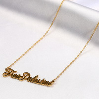 Collier personnalisé en acier inoxydable serti de pierres, pendentif avec initiale ou nom
