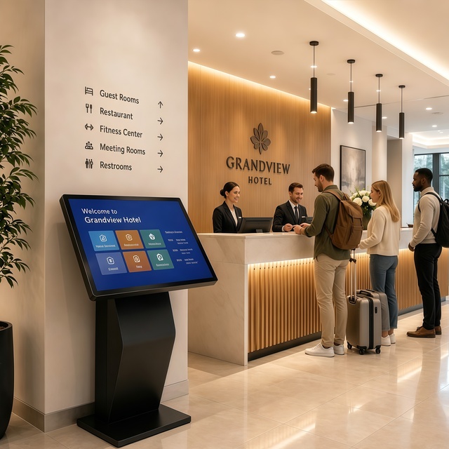 43-inch Android Smart Video Touch Screen Interactive Floor-Standing Kiosk Animation for Airport Mall Indoor Use Digital Board