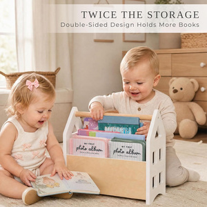 Decorative Wooden Bookshelf with Handle for Kids Rooms - Keeps <strong>Books</strong> Neatly Organized &amp; Within Reach for Toddlers - Product Image 6