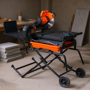 Support de scie à carrelage humide 10 pouces, moteur 1,5 kW, 220 V, réservoir d'eau, machine de découpe de carrelage à onglet 0-45 degrés - Product Image 2