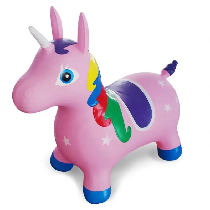 3 Color Assorted Unicorn Jumping Horse Hopper Inflatable Toys For Kids