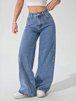 Jeans pour femmes de grande taille de bonne qualité, jeans taille haute amples, jeans décontractés style boyfriend, jeans à fermeture boutonnée, jeans polyvalents à jambes larges
