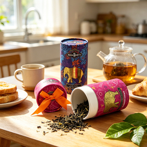 Recyclable Custom Luxury Food Grade Cylinder Cardboard <b>Tea</b> Packaging Cans Round Paper Tube <b>Canister</b> for Food Coffee Packaging - Product Image 1