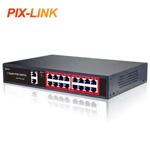 Pix-link POE Gigabit 16 Port Network Switch Stock Oem/odm produsen dikelola 4 5 8 16 24 Port Indu Signal System Surge Protector 1 tahun