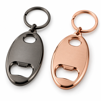 Porte-clés décapsuleur ovale personnalisé en métal noir et or rose avec logo, vente en gros, cadeau promotionnel, fabricant en vrac