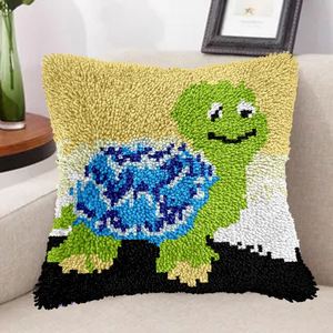 Custom Turtle Latch Hook Kit for Adults with Printed Canvas, Crochet Yarn Embroidery Needlework Crafts