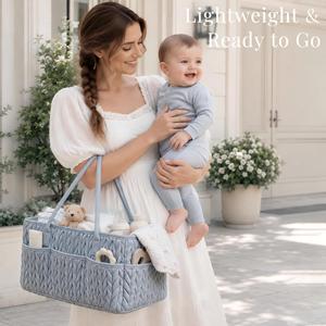 Bolsa de Pañales para Bebé con Diseño de Espiga de Trigo, Bolsa de Almacenamiento para Guardería con Múltiples Bolsillos, para Cambiador y Viajes - Product Image 6