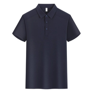 Polo Shirt Short Sleeve Solid Color Cotton Work Uniform Corporate Summer Wear Navy Blue - Product Image 1