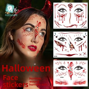 Nuevas pegatinas de tatuajes de Halloween transfronterizas, maquillaje facial aterrador y sangriento, película de agua, impresión por transferencia de agua - Product Image 5