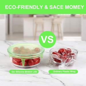 Prix direct usine fermetures de bouteilles de qualité alimentaire couvercle joint couvercles extensibles en silicone réutilisables pour bols tasses canettes - Product Image 5