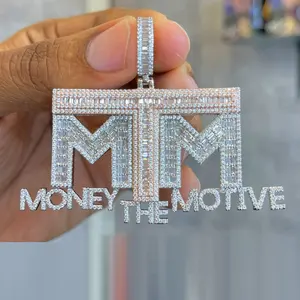 Alta qualità bling diamante pieno hip hop rock punk corda catena uomo gioielli micro pavimenta cz lettera denaro la collana pendente moti