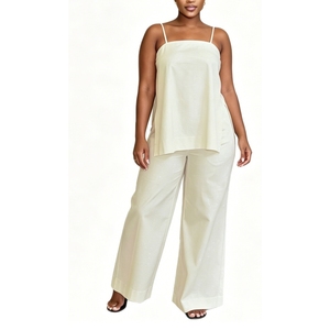 Conjunto de 2 Piezas para <span class=keywords><strong>Mujer</strong></span>: Top de Tirantes Finos y Pantalones Anchos, Estilo Sehe Fashion - Product Image 1