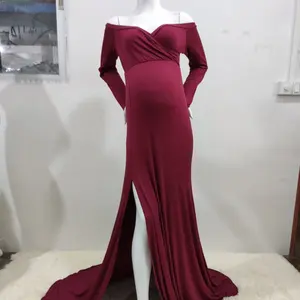 Cheap High Quality Pregnancy Dress Cotton Long Sleeve Maternity Shoot Dresses Photoshoot For Photography Gown