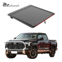 Couverture de benne de camionnette Zolionwil en aluminium rétractable à double verrouillage avec feu stop LED pour Toyota Tundra 2017 2025 2026