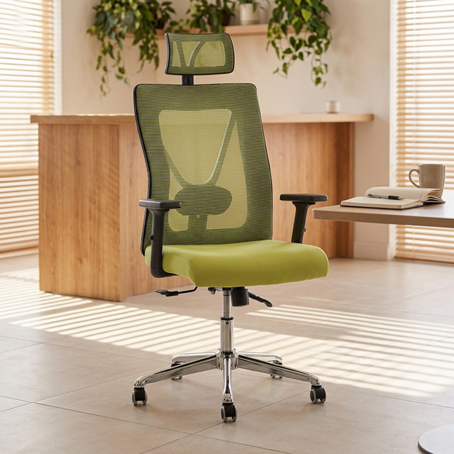Ergonomic Executive Office Chair Modern Design Adjustable Headrest Mesh Solid Back Home Office Hotel & Hospital Use Revolving