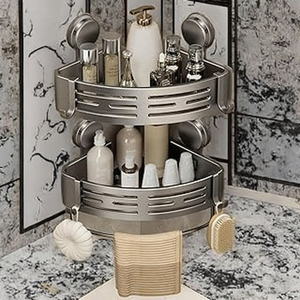Estante de <span class=keywords><strong>Baño</strong></span> de Aluminio Espacial <span class=keywords><strong>sin</strong></span> Perforaciones, Estante de Esquina - Product Image 1