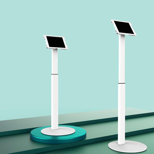 Height Adjustable Metal Tablet Kiosk with iPad Stand and Universal Tablet Floor Stand Case