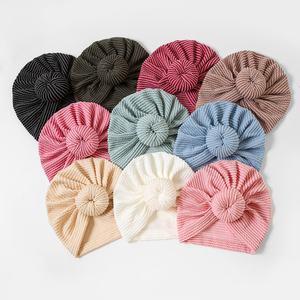 Chapeau Bébé WD-A508 Adorable Bonnet Turban Tricoté Couleur Unie Doux pour Nouveau-né Réglable pour Extérieur Fête Plage - Product Image 5