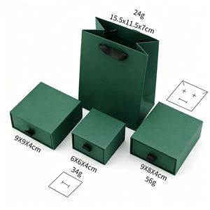 Wholesale Factory Custom logo Packaging Case Gift <b>Ring</b> Necklace Box Paper Green Blue <b>Storage</b> Drawer Jewellery Box - Product Image 1