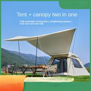 <span class=keywords><strong>Équipement</strong></span> complet de <span class=keywords><strong>camping</strong></span> en plein air 2-en-1 auvent de tente Oxford noir épais avec écran solaire pour voiture pour 3-4 personnes - Product Image 2