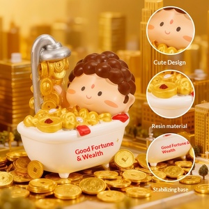 Caja Sorpresa de Figuritas de Buda Pequeño de la Suerte, Estilo Chino, Tendencia Folclórica, Figura Unisex de Resina para la Buena Suerte, Adorno para Oficina - Product Image 4